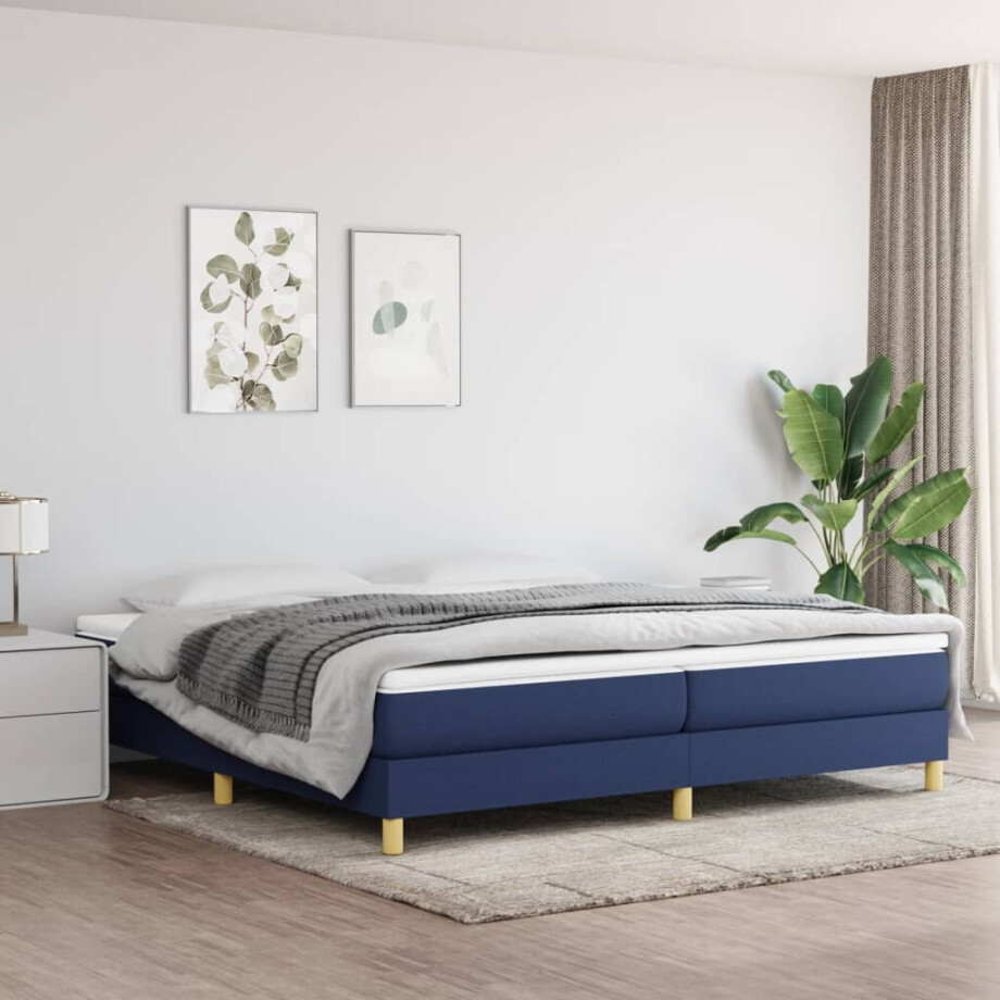 vidaXL Boxspring bed stof blauw 200x200 cm vidaXL Boxspring bed stof blauw 200x200 cm afbeelding 1