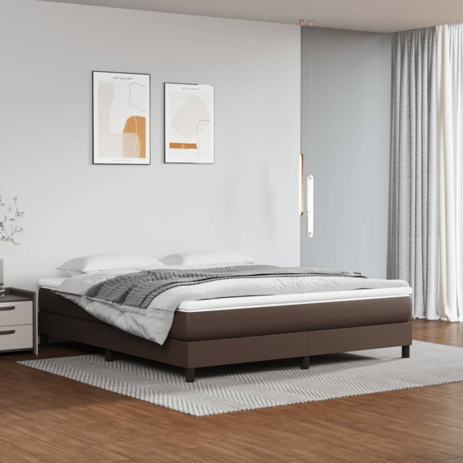 vidaXL Boxspring bed kunstleer bruin 180x200 cm afbeelding 1