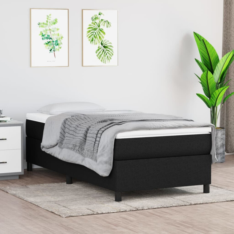 vidaXL Boxspring bed 80x200 cm stof zwart afbeelding 1