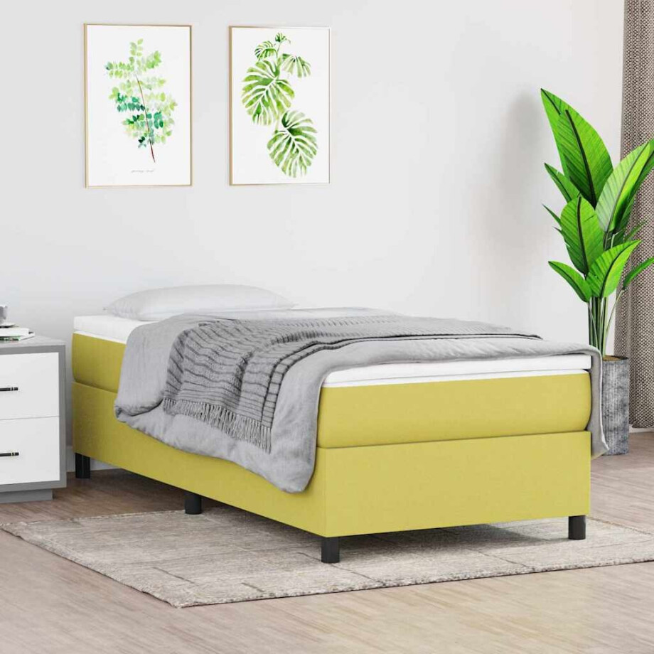 vidaXL Boxspring bed stof groen 90x200 cm afbeelding 1