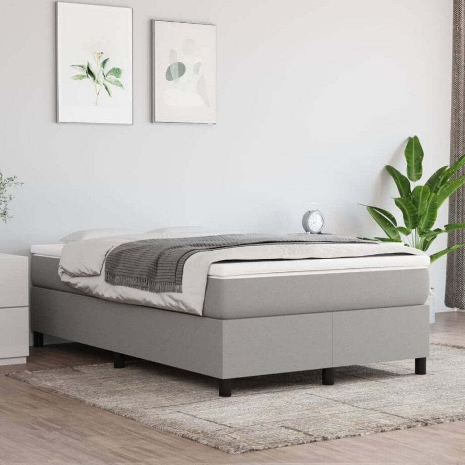 vidaXL Boxspring bed 120x200 cm stof lichtgrijs vidaXL Boxspring bed 120x200 cm stof lichtgrijs afbeelding 1
