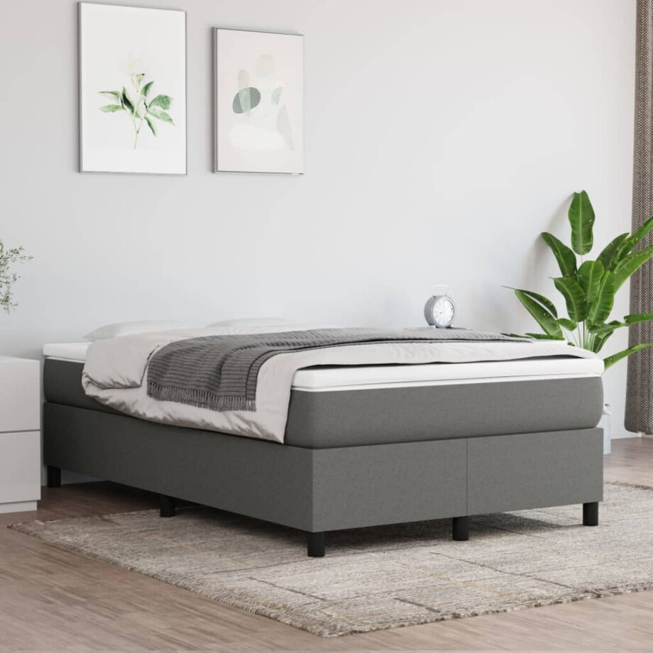 vidaXL Boxspring bed 120x200 cm stof donkergrijs vidaXL Boxspring bed 120x200 cm stof donkergrijs afbeelding 1