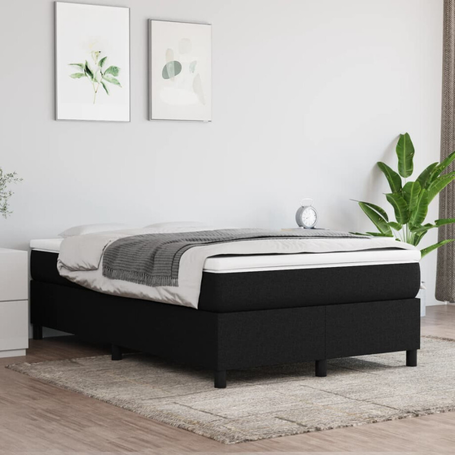 vidaXL Boxspring bed 120x200 cm stof zwart afbeelding 1