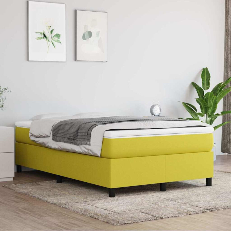vidaXL Boxspring bed 120x200 cm stof groen afbeelding 1