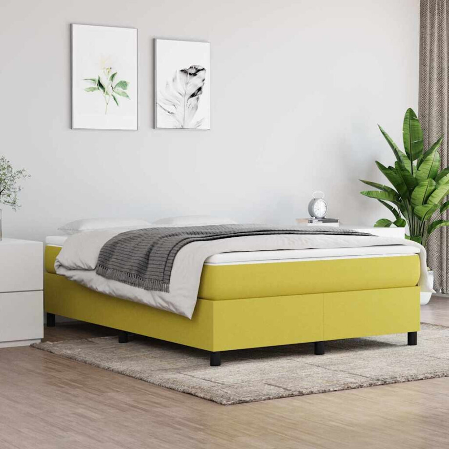 vidaXL Boxspring bed 140x200 cm stof groen vidaXL Boxspring bed 140x200 cm stof groen afbeelding 1