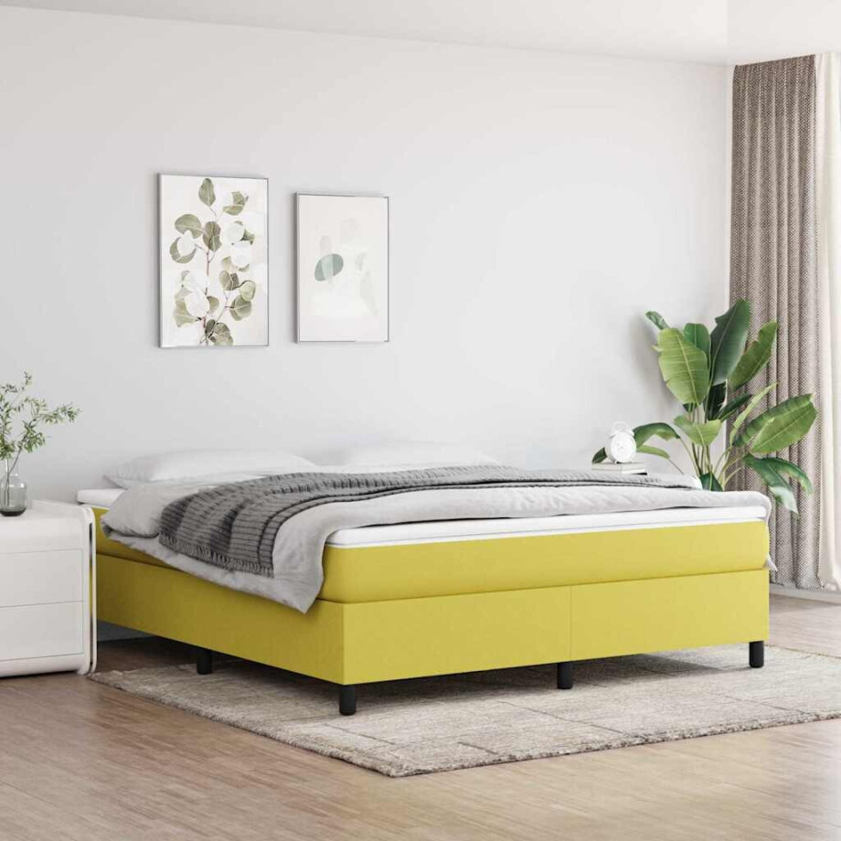 vidaXL Boxspring bed 160x200 cm stof groen afbeelding 1