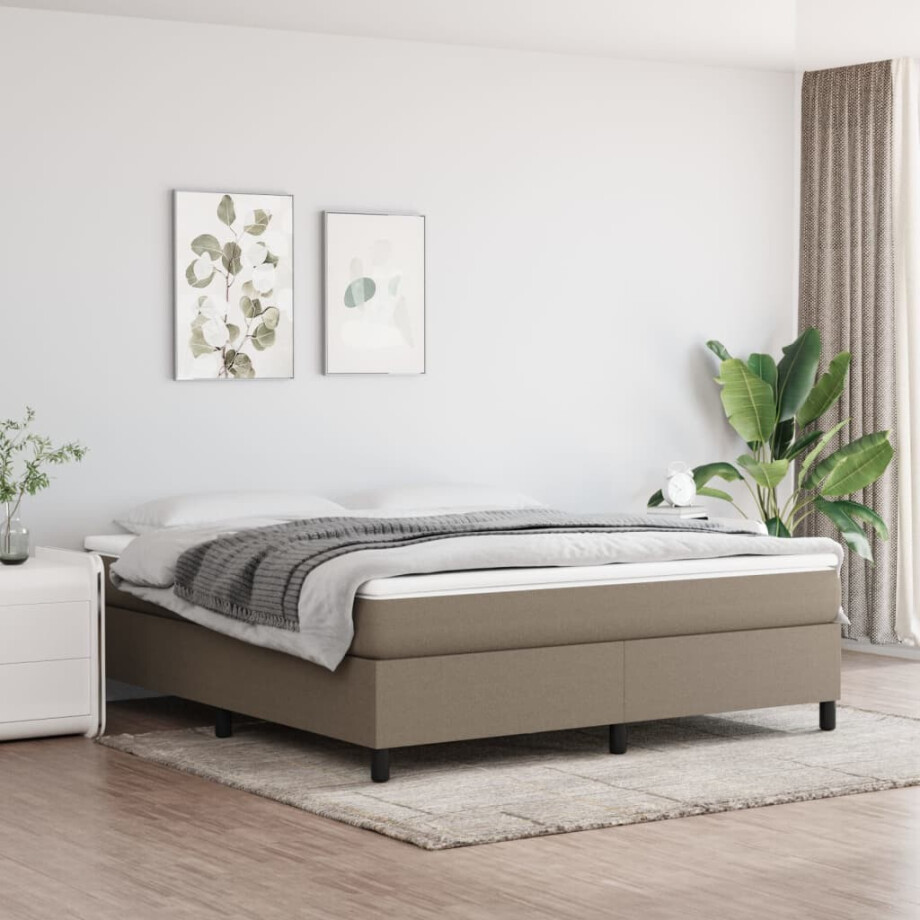 vidaXL Boxspring bed stof taupe 180x200 cm vidaXL Boxspring bed stof taupe 180x200 cm afbeelding 1