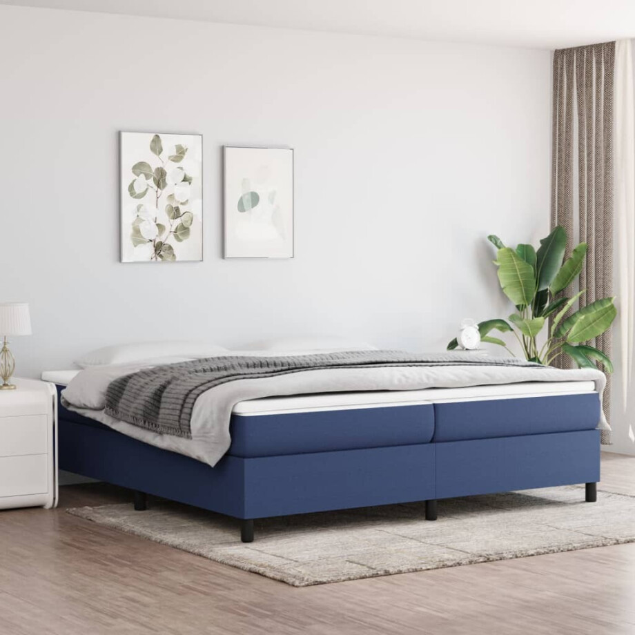 vidaXL Boxspring bed stof blauw 200x200 cm vidaXL Boxspring bed stof blauw 200x200 cm afbeelding 1