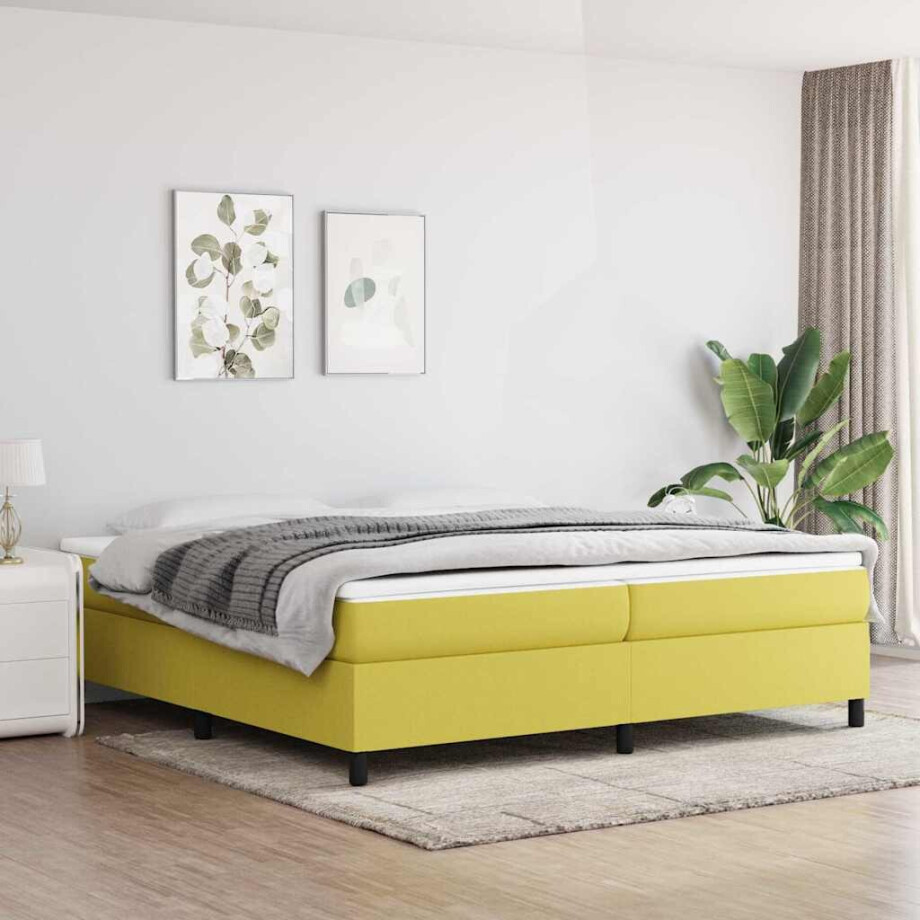 vidaXL Boxspring bed 200x200 cm stof groen afbeelding 1