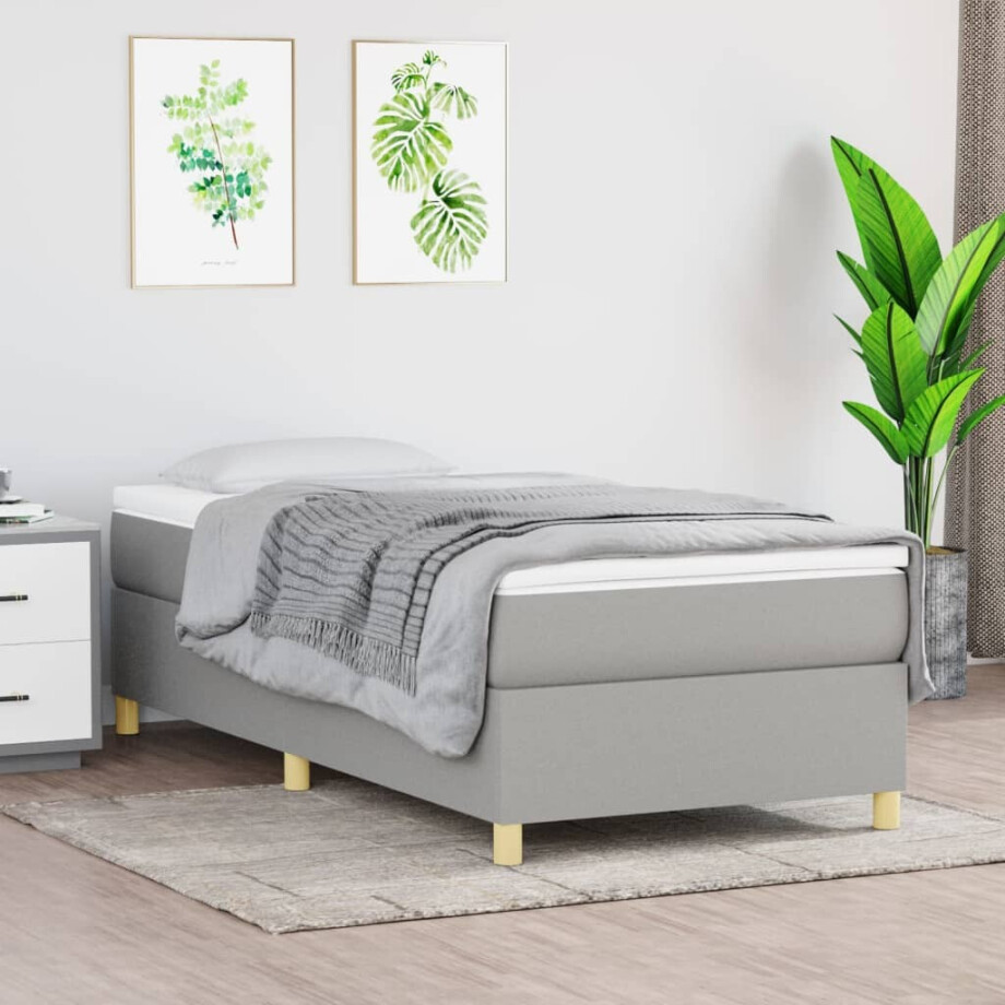 vidaXL Boxspring bed 100x200 cm stof lichtgrijs vidaXL Boxspring bed 100x200 cm stof lichtgrijs afbeelding 1