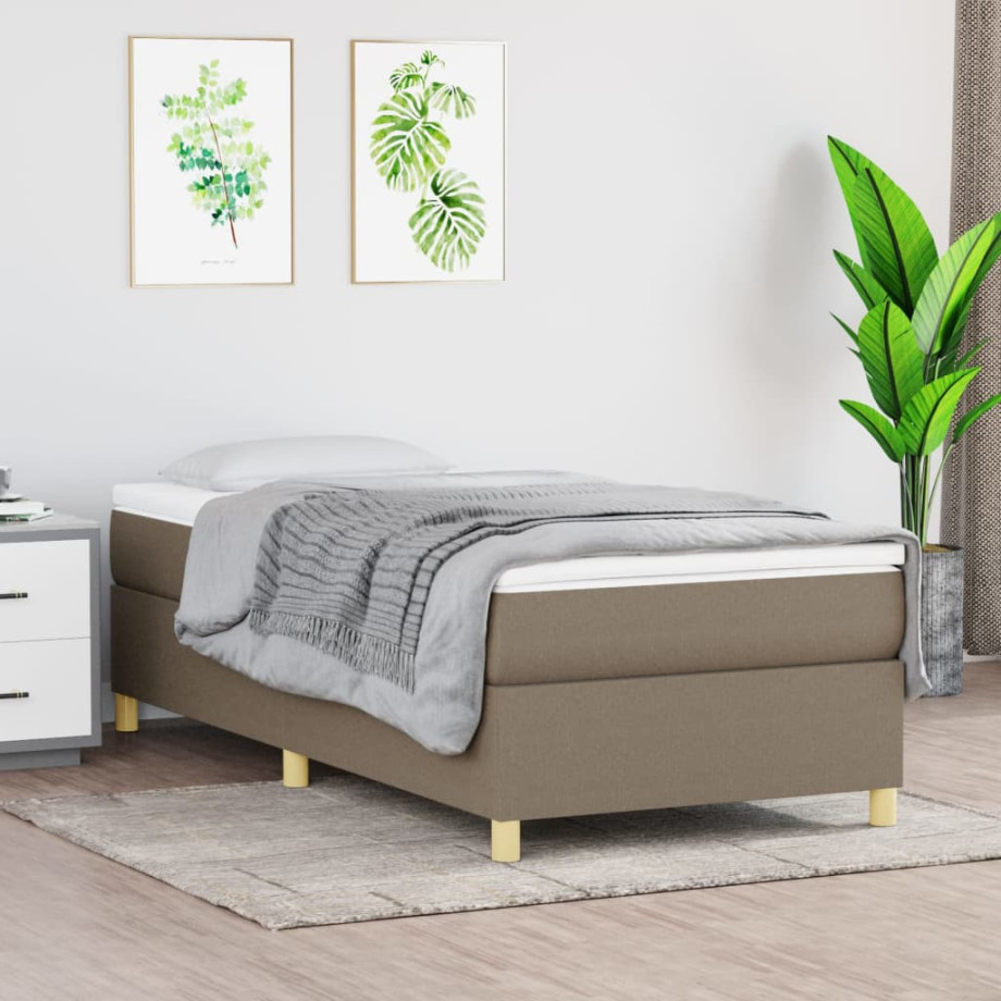 vidaXL Bedframe zonder matras 100x200 cm stof taupe afbeelding 1