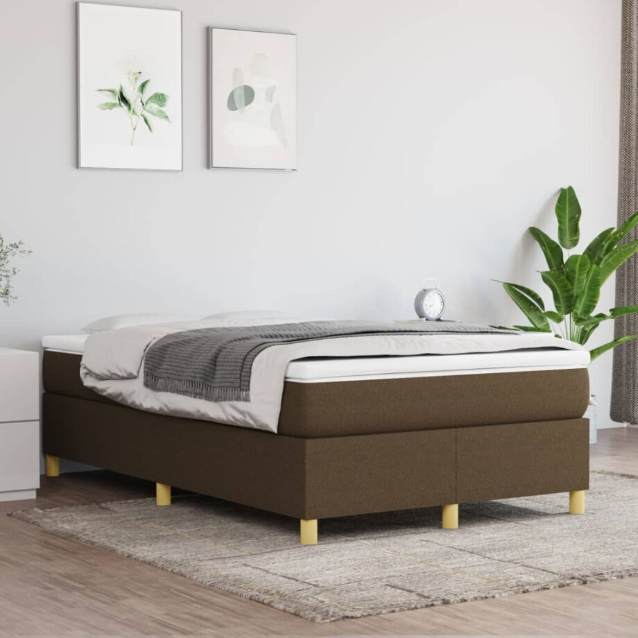 vidaXL Boxspring bed 120x200 cm stof donkerbruin vidaXL Boxspring bed 120x200 cm stof donkerbruin afbeelding 1