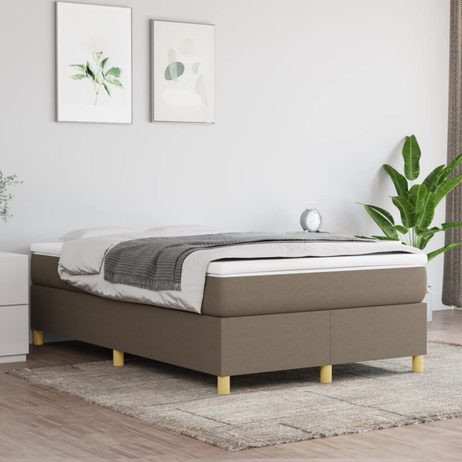 vidaXL Boxspring bed 120x200 cm stof taupe vidaXL Boxspring bed 120x200 cm stof taupe afbeelding 1
