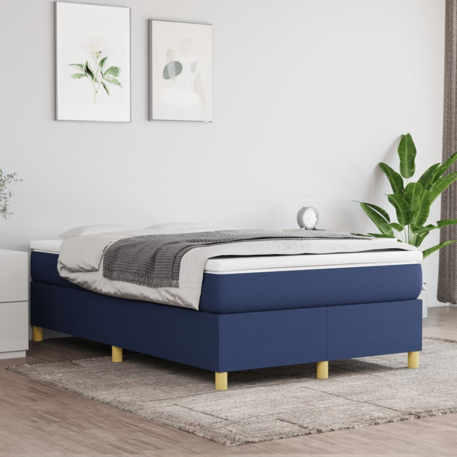 vidaXL Boxspring bed 120x200 cm stof blauw afbeelding 1