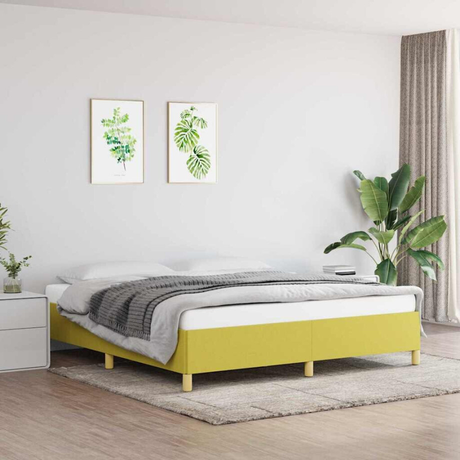 vidaXL Boxspring bed 180x200 cm stof groen afbeelding 1