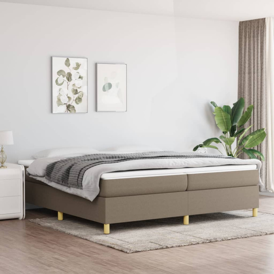 vidaXL Bedframe zonder matras stof taupe 200x200 cm afbeelding 1