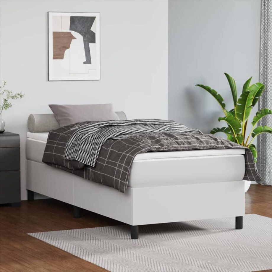 vidaXL Bedframe kunstleer wit 90x200 cm vidaXL Bedframe kunstleer wit 90x200 cm afbeelding 1