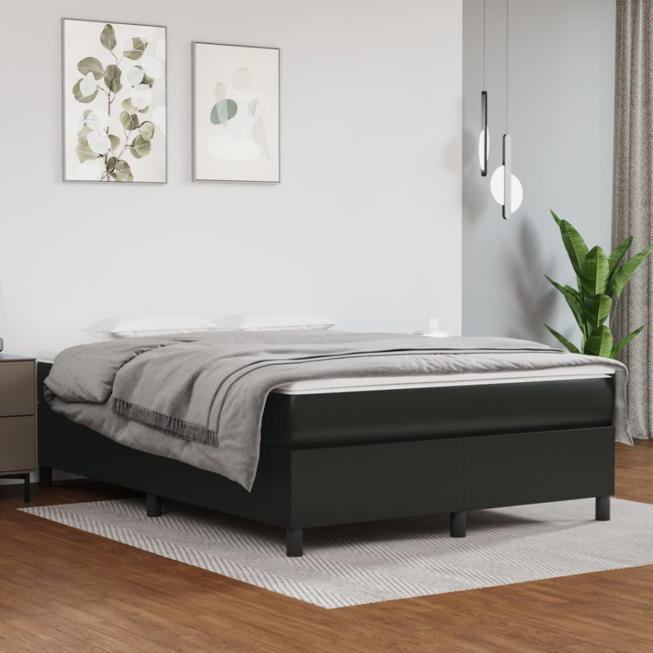 vidaXL Bedframe kunstleer zwart 140x190 cm afbeelding 1