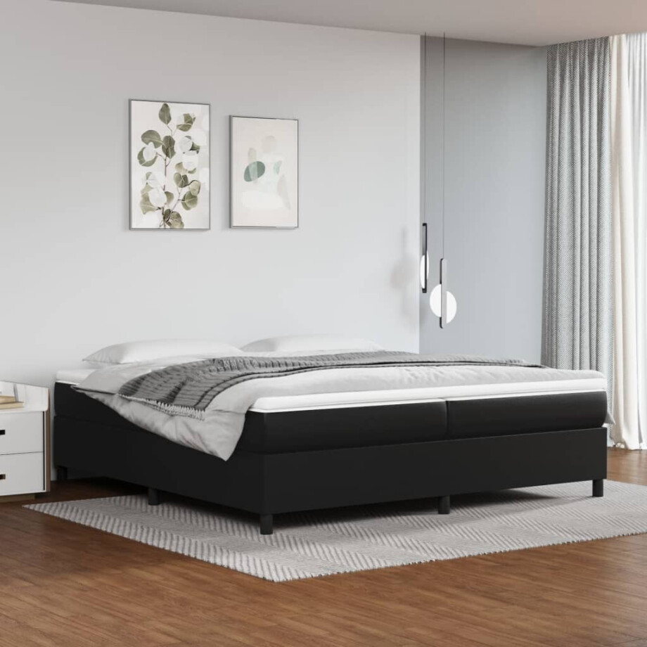 vidaXL Boxspring bed kunstleer zwart 200x200 cm vidaXL Boxspring bed kunstleer zwart 200x200 cm afbeelding 1