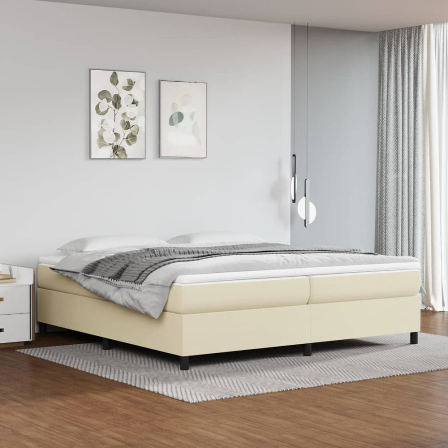 vidaXL Bedframe kunstleer crèmekleurig 200x200 cm afbeelding 1