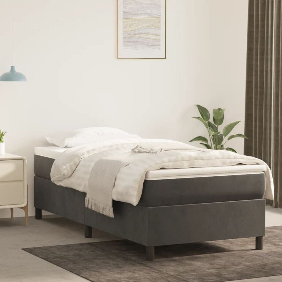 vidaXL Boxspring bed 80x200 cm fluweel donkergrijs vidaXL Boxspring bed 80x200 cm fluweel donkergrijs afbeelding 1