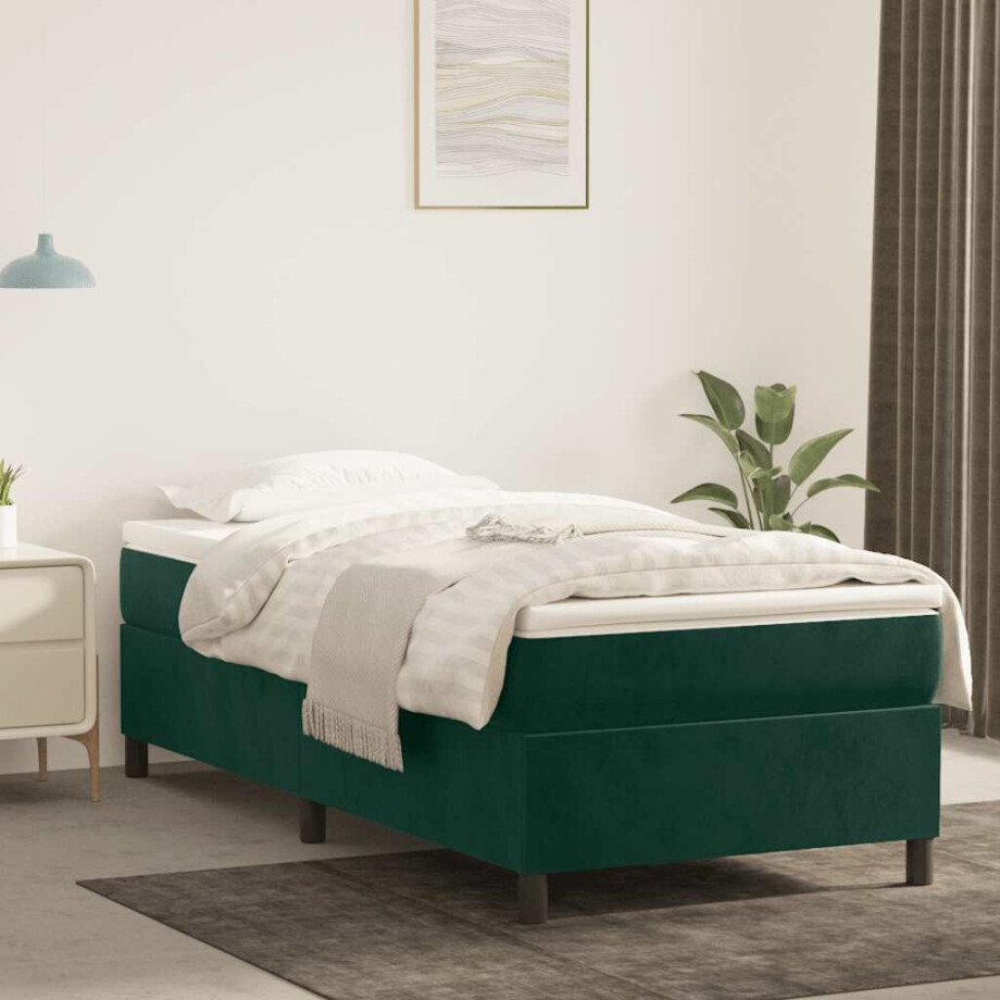 vidaXL Boxspring bed 90x190 cm fluweel donkergroen afbeelding 1
