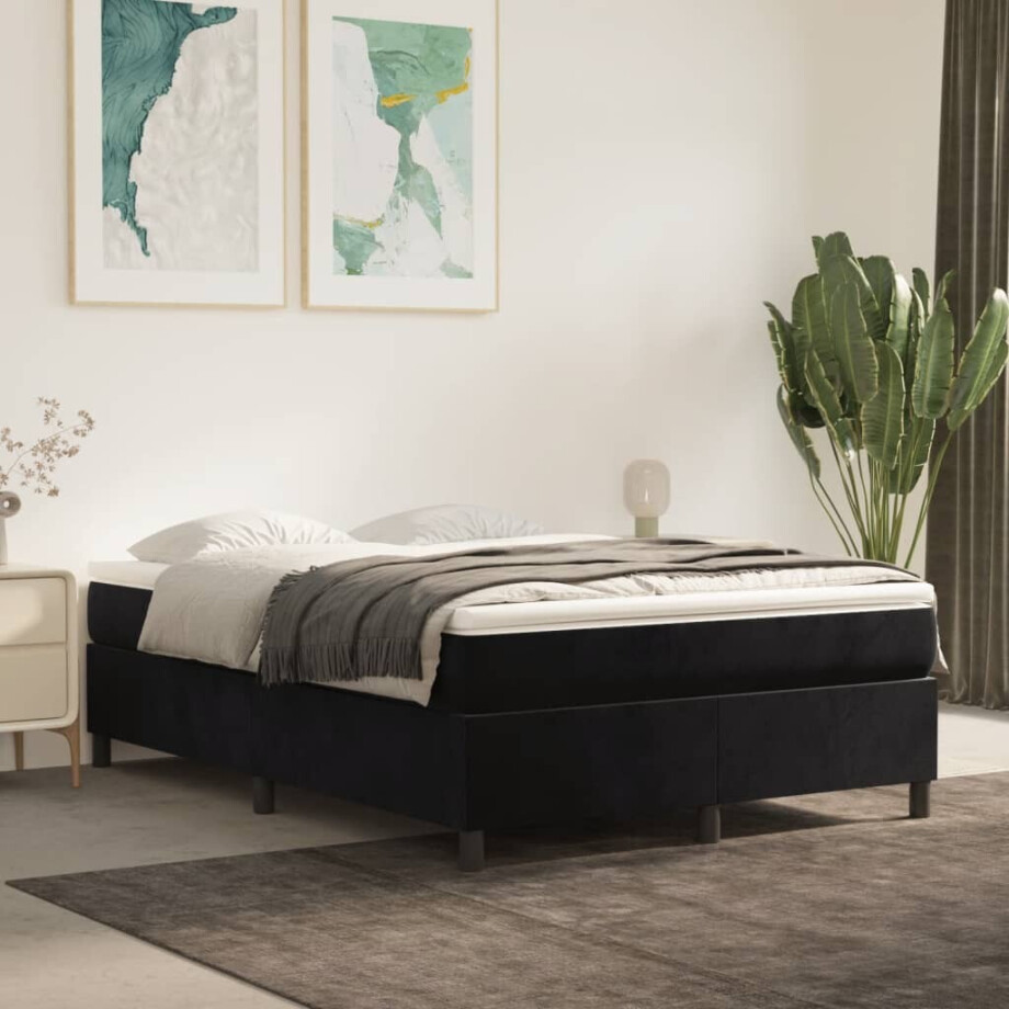 vidaXL Boxspring bed 140x190 cm fluweel zwart afbeelding 1