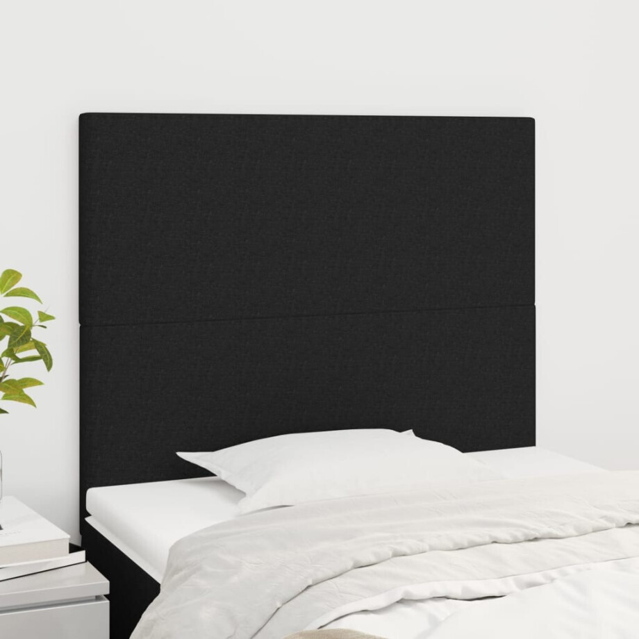 vidaXL Hoofdbord zwart 90x5x118/128 cm stof afbeelding 1