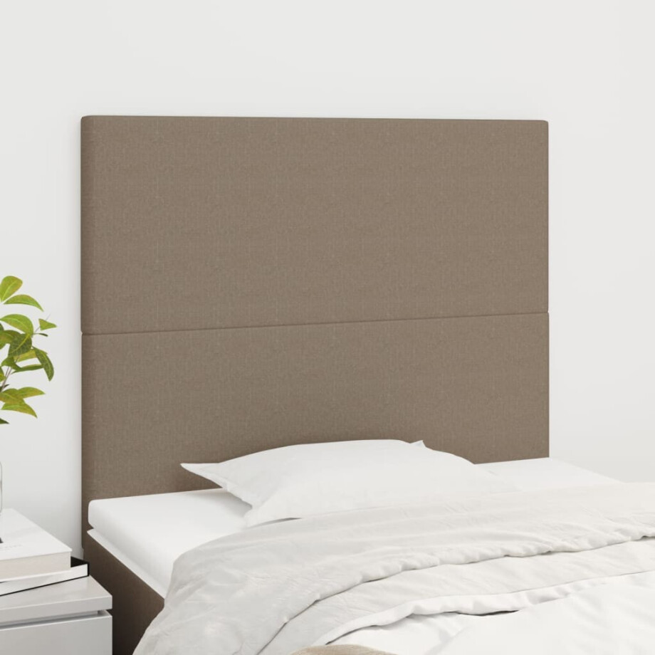 vidaXL Hoofdborden 2 st 90x5x78/88 cm stof taupe afbeelding 1