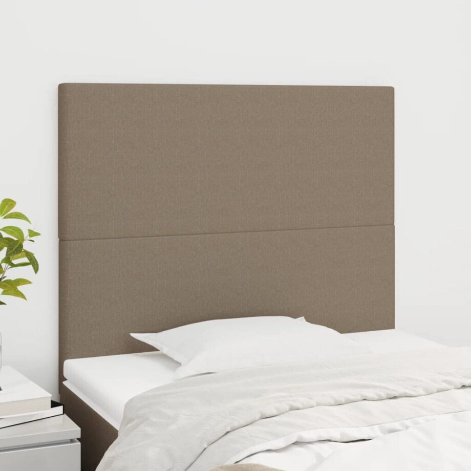 vidaXL Hoofdbord taupe 100x5x118/128 cm Stof afbeelding 1