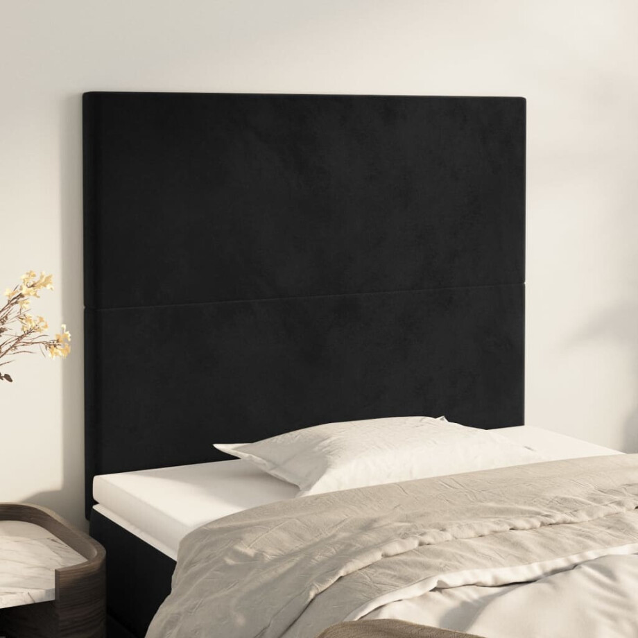 vidaXL Hoofdbord zwart 100x5x118/128 cm fluweel afbeelding 1