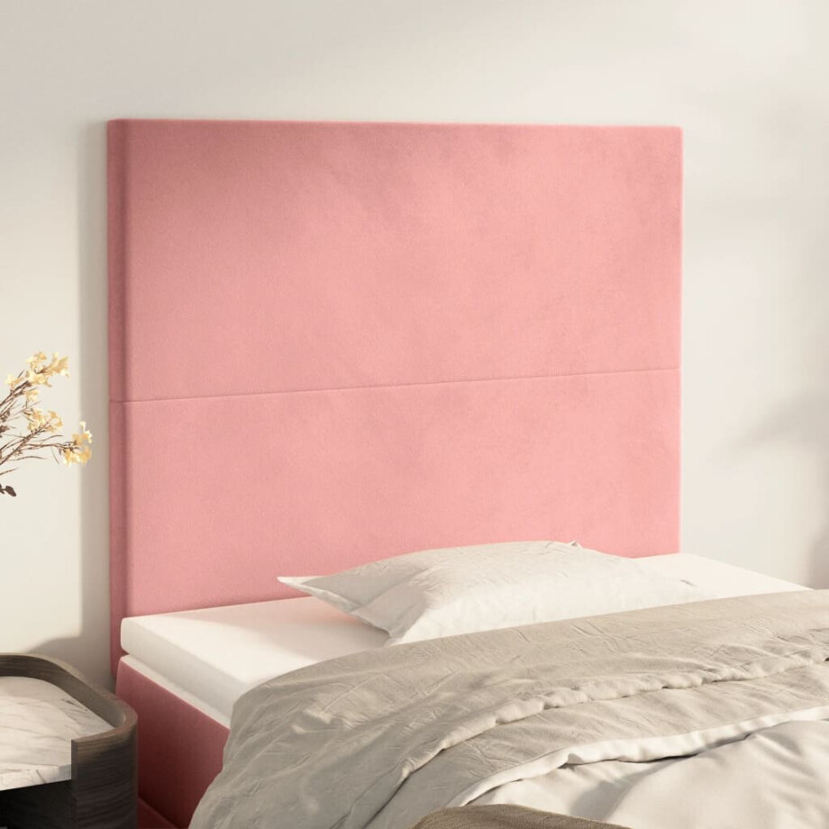 vidaXL Hoofdbord roze 100x5x118/128 cm fluweel vidaXL Hoofdbord roze 100x5x118/128 cm fluweel afbeelding 1