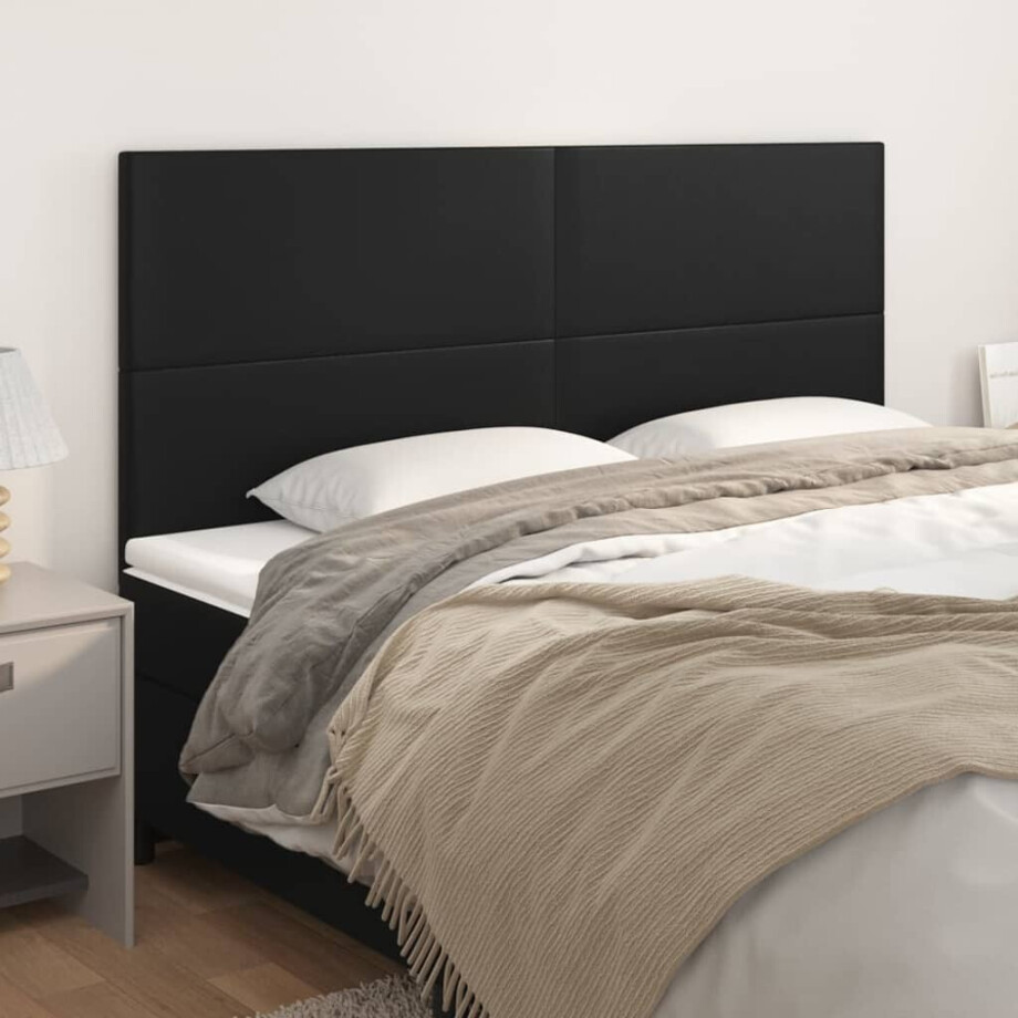 vidaXL Hoofdbord zwart 180x5x118/128 cm kunstleer afbeelding 1