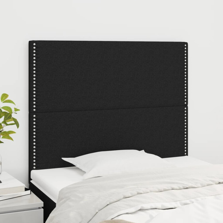 vidaXL Hoofdbord zwart 90x5x118/128 cm stof afbeelding 1