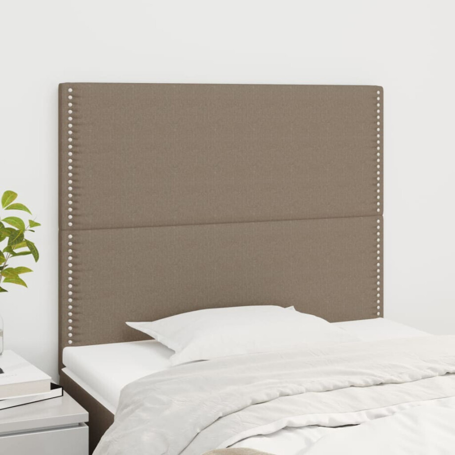 vidaXL Hoofdborden 2 st 90x5x78/88 cm stof taupe afbeelding 1