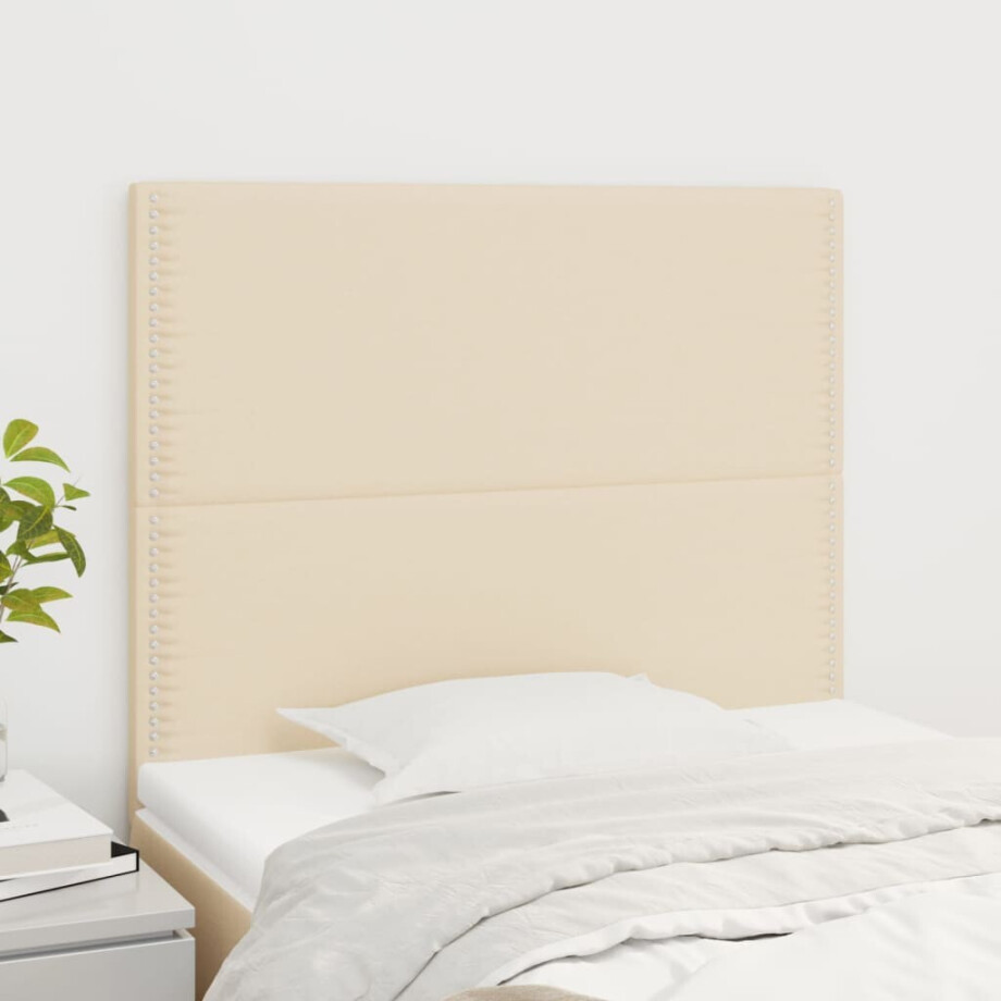 vidaXL Hoofdbord crème 90x5x118/128 cm stof afbeelding 1
