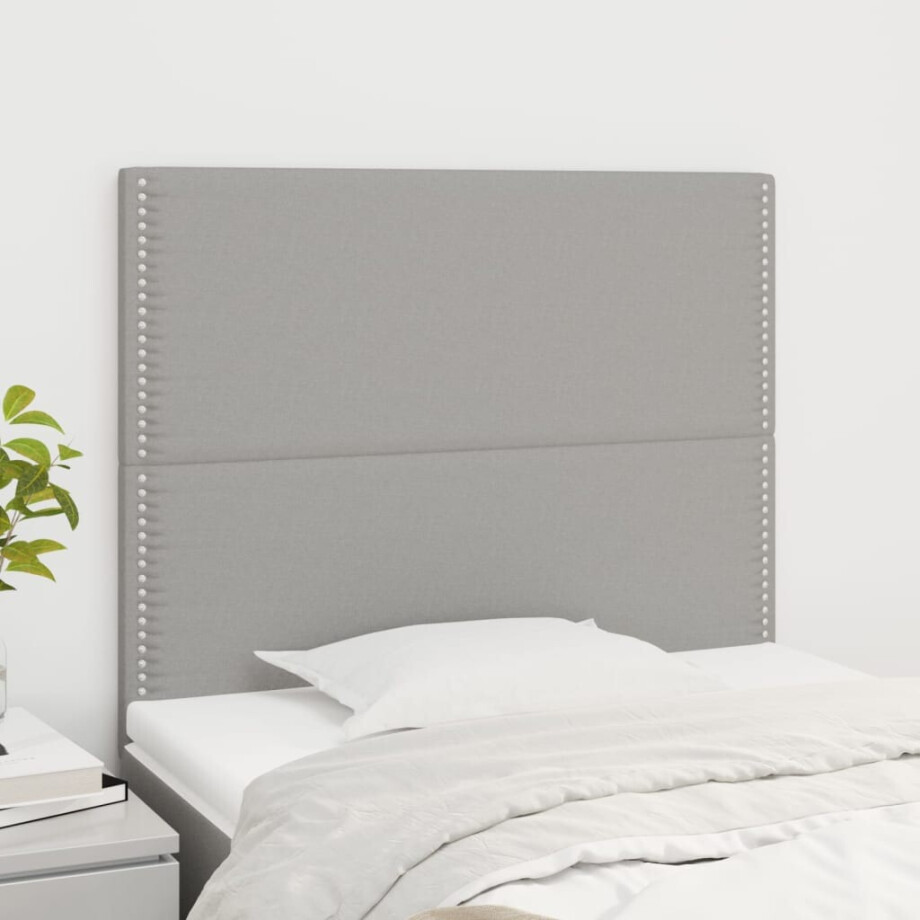 vidaXL Hoofdbord lichtgrijs 100x5x118/128 cm stof afbeelding 1