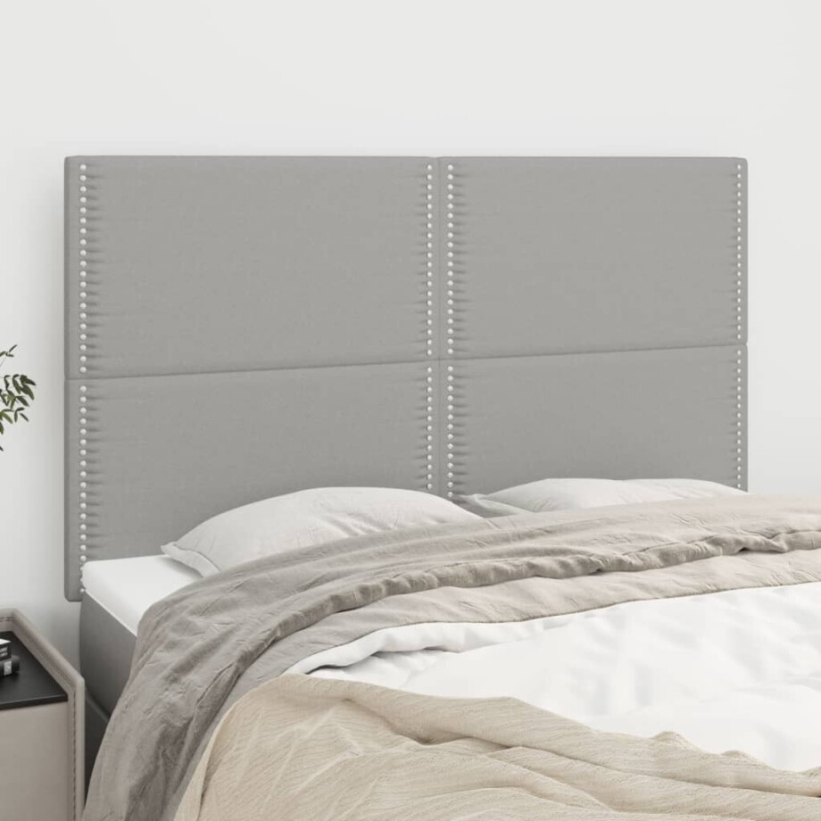 vidaXL Hoofdbord lichtgrijs 144x5x118/128 cm stof vidaXL Hoofdbord lichtgrijs 144x5x118/128 cm stof afbeelding 1