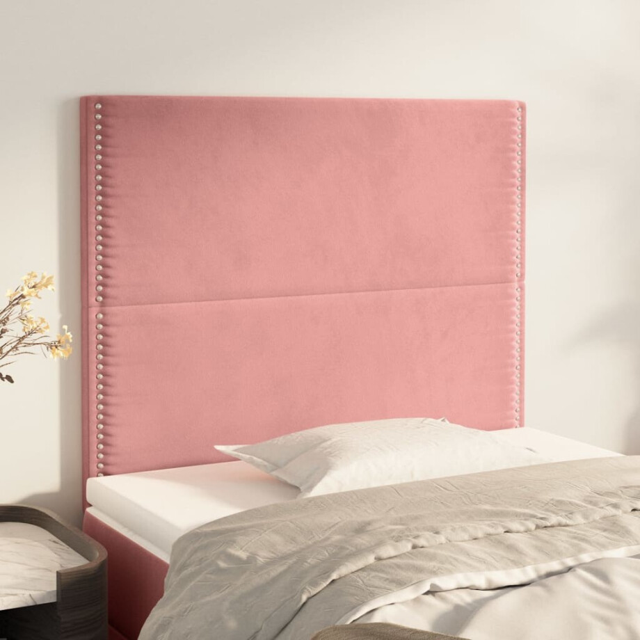 vidaXL Hoofdbord roze 80x5x118/128 cm fluweel vidaXL Hoofdbord roze 80x5x118/128 cm fluweel afbeelding 1