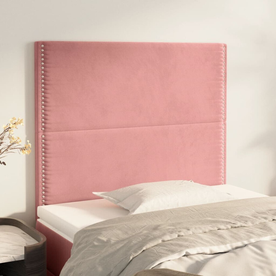 vidaXL Hoofdbord roze 90x5x118/128 cm fluweel vidaXL Hoofdbord roze 90x5x118/128 cm fluweel afbeelding 1