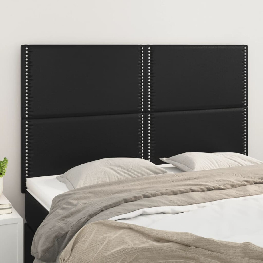 vidaXL Hoofdbord zwart 144x5x118/128 cm kunstleer vidaXL Hoofdbord zwart 144x5x118/128 cm kunstleer afbeelding 1