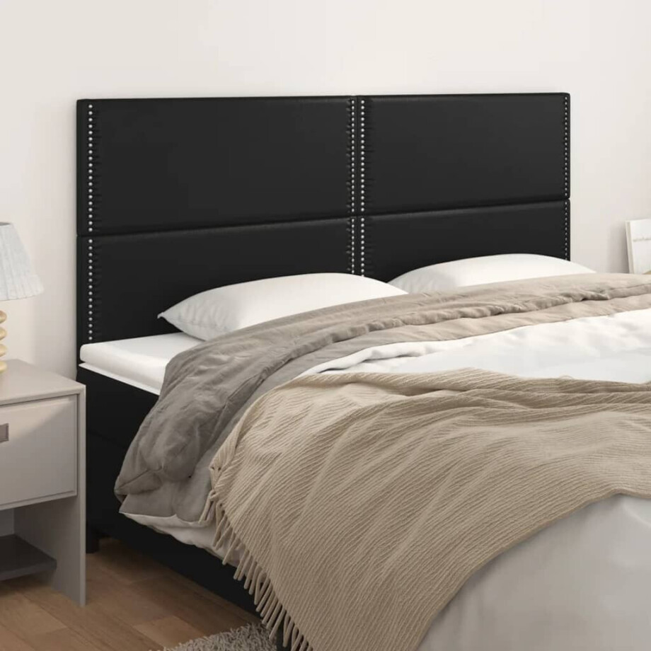 vidaXL Hoofdbord zwart 180x5x118/128 cm kunstleer afbeelding 1