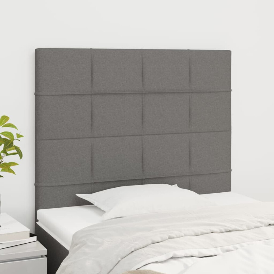 vidaXL Hoofdbord donkergrijs 80x5x118/128 cm Stof vidaXL Hoofdbord donkergrijs 80x5x118/128 cm Stof afbeelding 1
