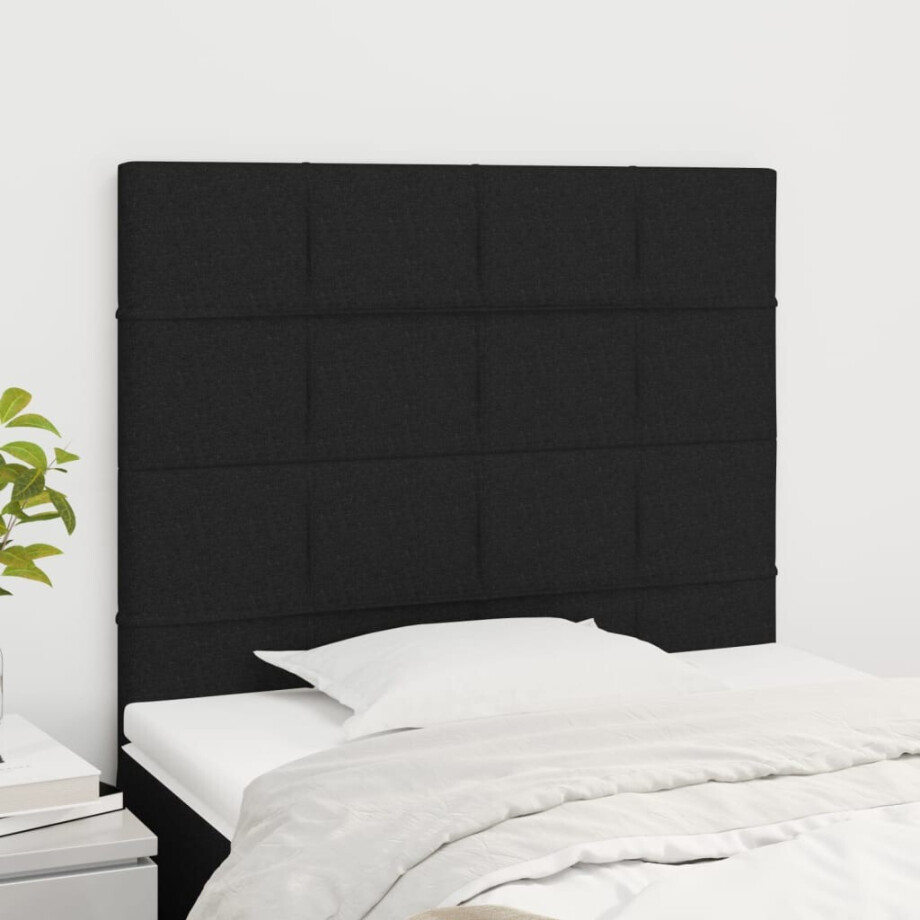 vidaXL Hoofdbord zwart 100x5x118/128 cm stof afbeelding 1