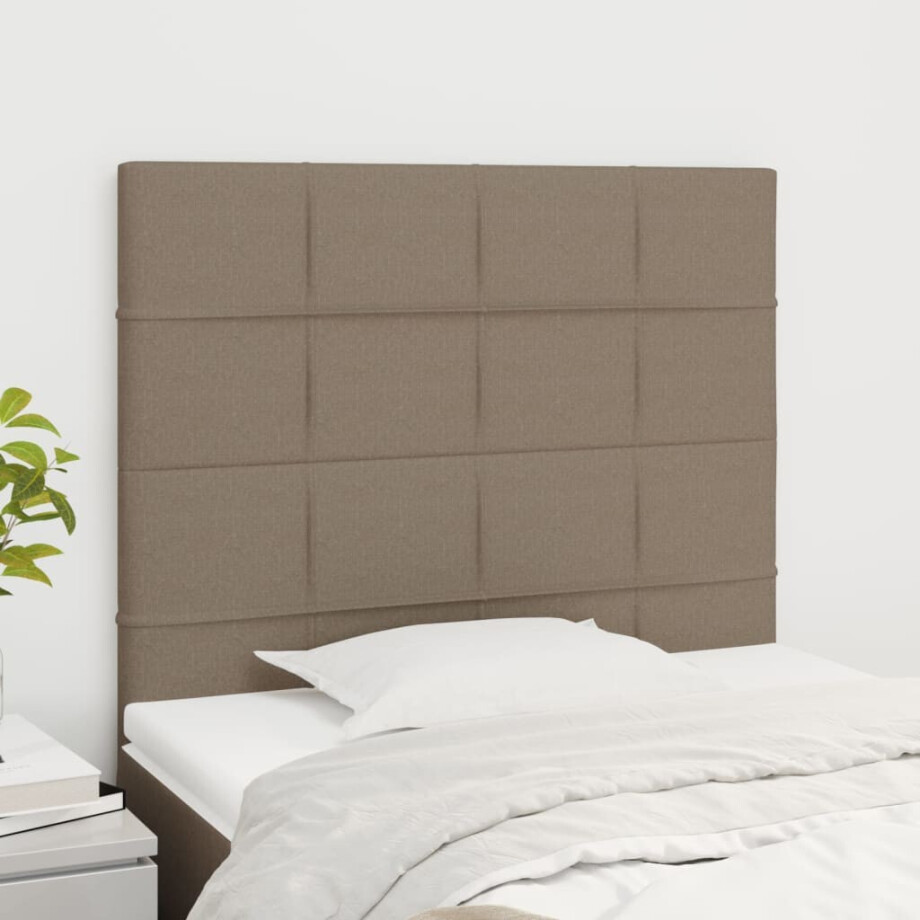 vidaXL Hoofdbord taupe 100x5x118/128 cm Stof afbeelding 1
