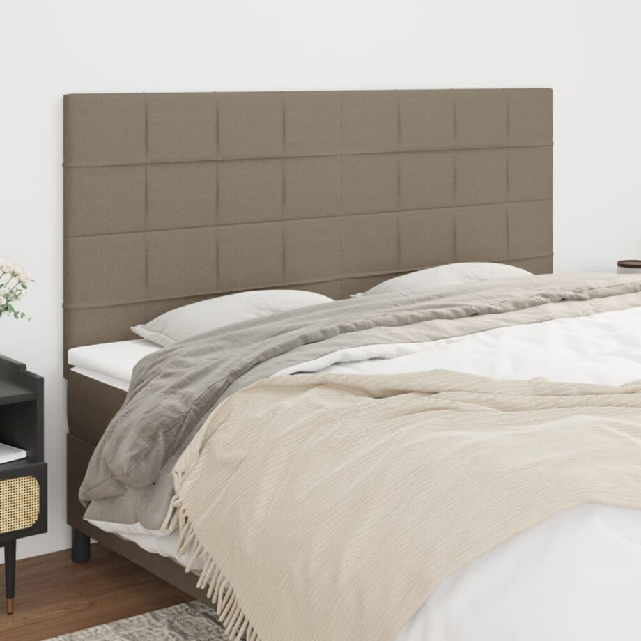 vidaXL Hoofdbord taupe 180x5x118/128 cm Stof afbeelding 1