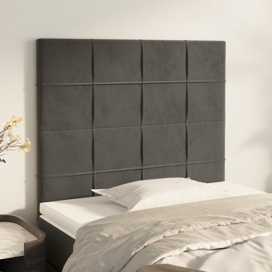 vidaXL Hoofdbord donkergrijs 90x5x118/128 cm fluweel afbeelding 1