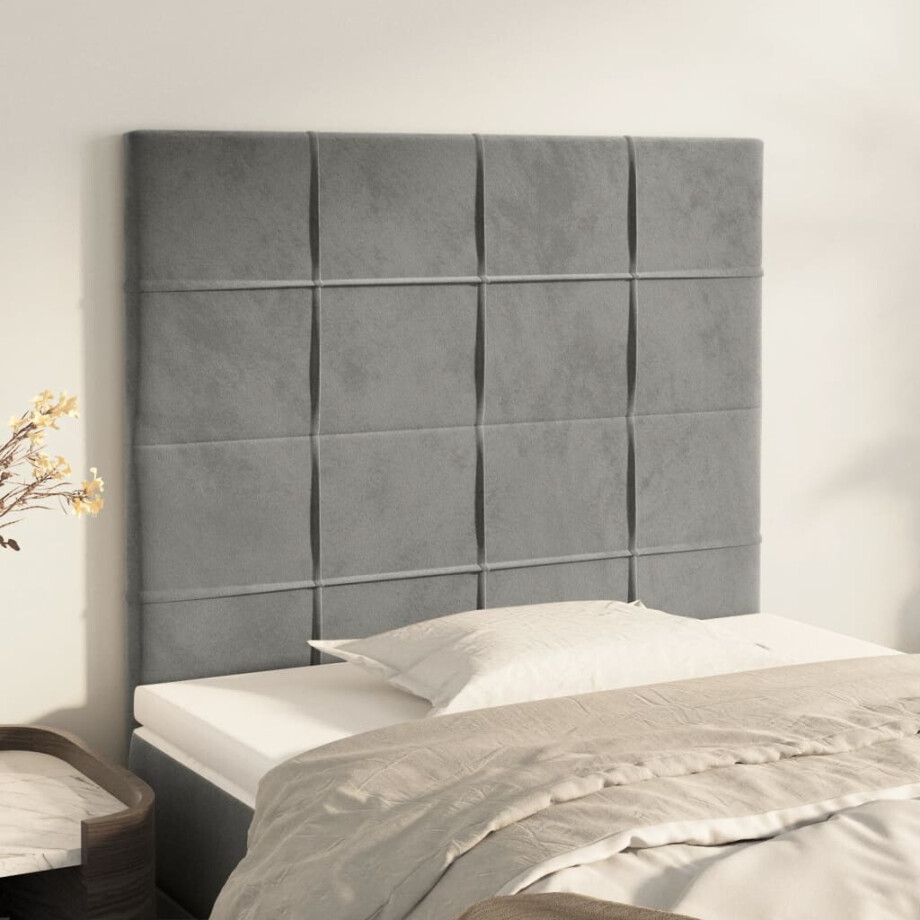 vidaXL Hoofdbord lichtgrijs 100x5x118/128 cm fluweel afbeelding 1