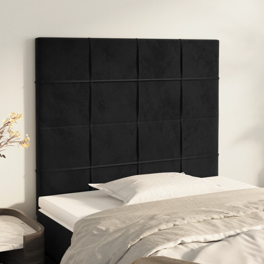 vidaXL Hoofdbord zwart 100x5x118/128 cm fluweel vidaXL Hoofdbord zwart 100x5x118/128 cm fluweel afbeelding 1