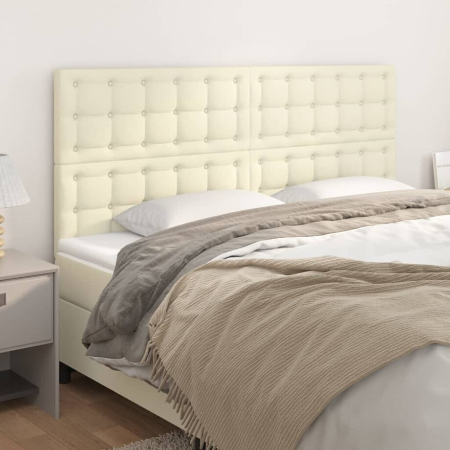 vidaXL Hoofdbord crème 180x5x118/128 cm kunstleer vidaXL Hoofdbord crème 180x5x118/128 cm kunstleer afbeelding 1